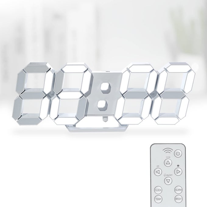 3D LED DIGITAL WALL CLOCK 97 LARGE DISPLAY TABLE DESK CLOCK WITH REMOTE CONTROL 1224H TEMPERATURE WHITE LIGHT