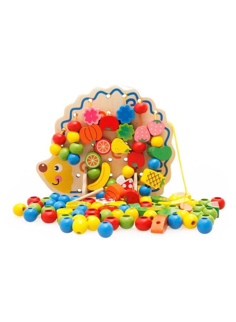UKR Baby Early Development Intelligence Toys | Wooden Hedgehog Fruit Beads for Kids | Educational Learning Toys for Hand-Eye Coordination Skills Development - Image 1