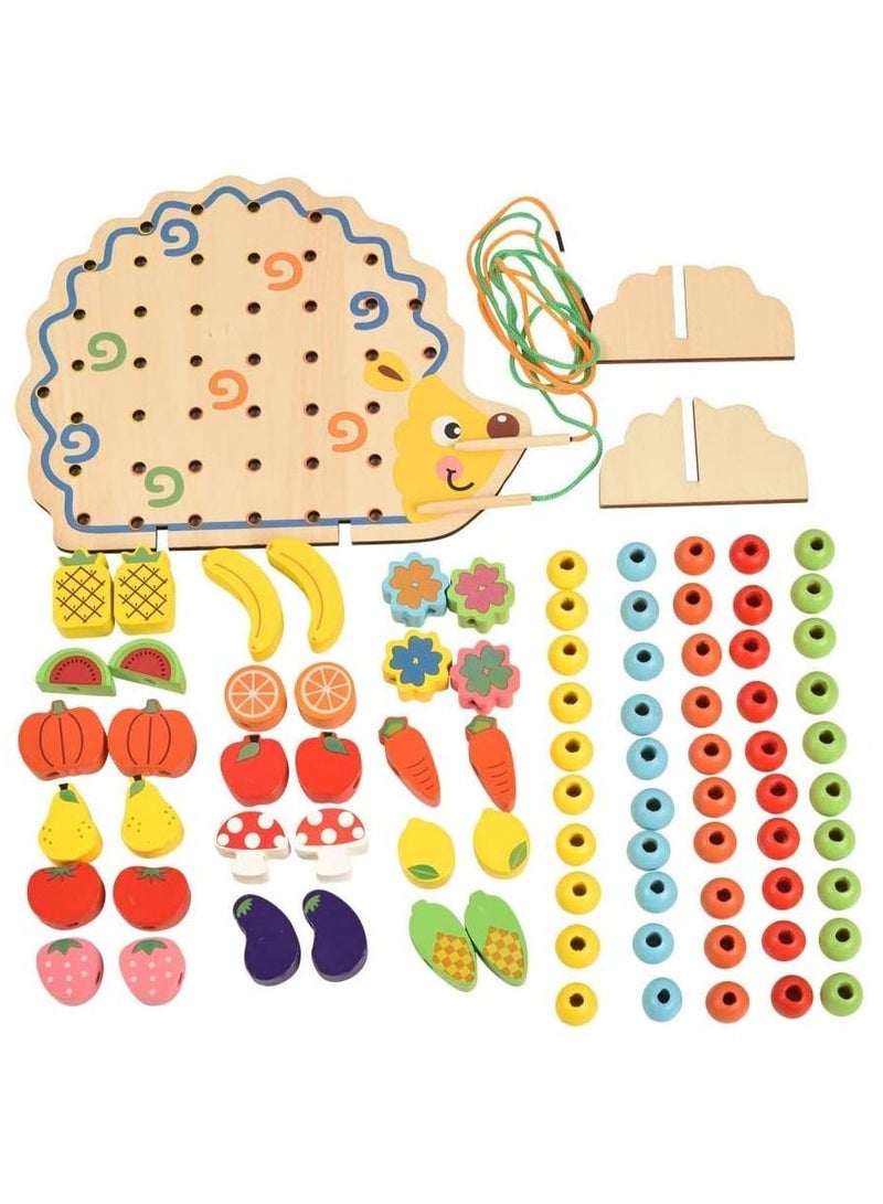 UKR Baby Early Development Intelligence Toys | Wooden Hedgehog Fruit Beads for Kids | Educational Learning Toys for Hand-Eye Coordination Skills Development - Image 2