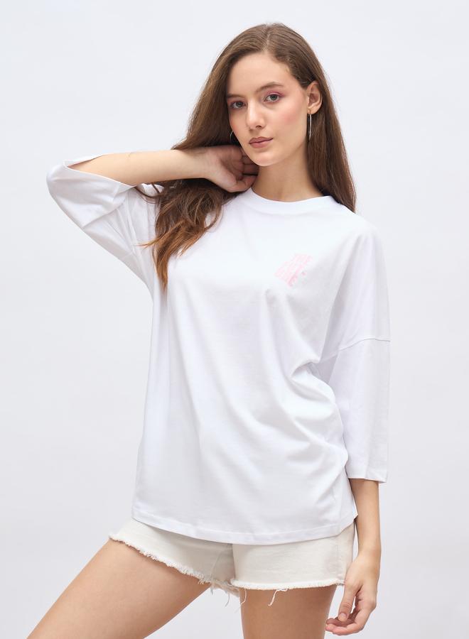 Styli Back Slogan Print Oversized T-Shirt - Image 3