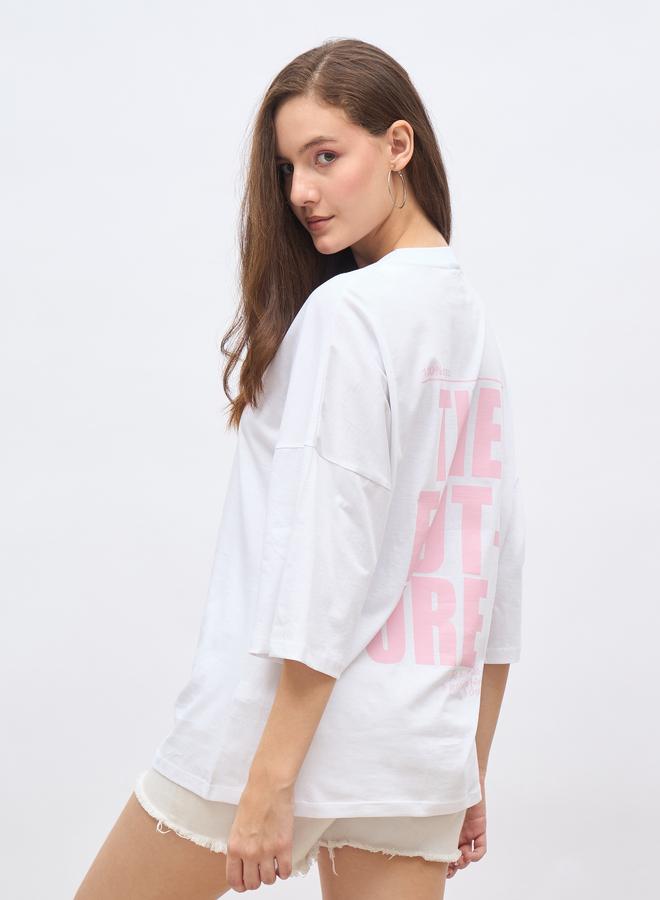 Styli Back Slogan Print Oversized T-Shirt - Image 5