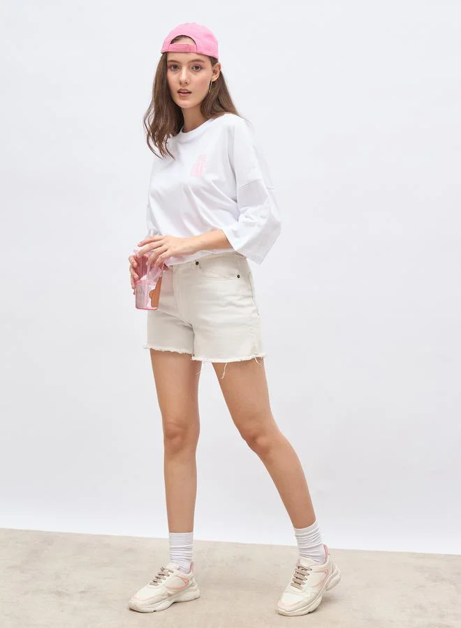 ستايلي Styli Back Slogan Print Oversized T-Shirt