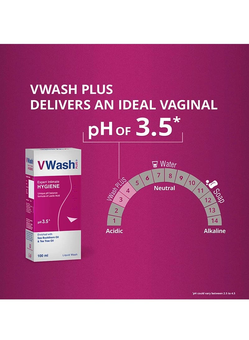 VWash Plus Expert Intimate Hygiene, 100ml, Hygiene Wash for Women, Vaginal Wash, Prevents Itching, Irritation & Dryness, Suitable For All Skin Types - Image 3