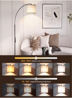 Tiokkss Floor Lamp LED Stand Vintage Warm Light Arc Pole Light with Remote Control Bulb for Living Room Office Bedroom Metal Black 70 x 34 x 185 cm  - Image 3