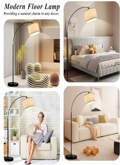 Tiokkss Floor Lamp LED Stand Vintage Warm Light Arc Pole Light with Remote Control Bulb for Living Room Office Bedroom Metal Black 70 x 34 x 185 cm  - Image 5