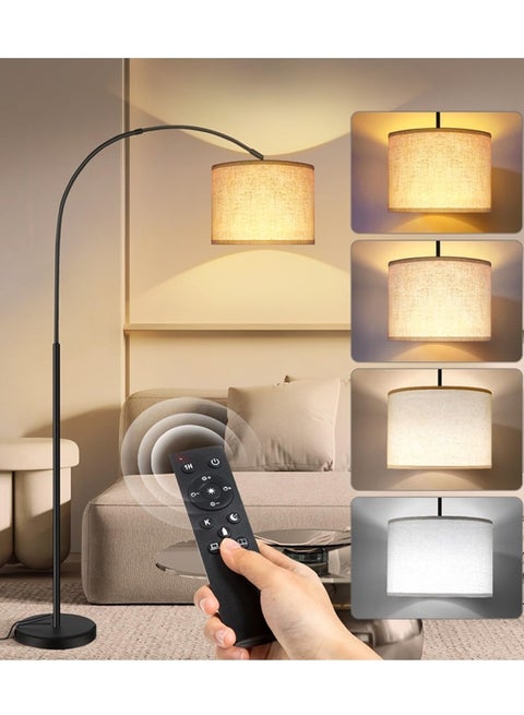 Floor Lamp LED Stand Vintage Warm Light Arc Pole Light with Remote Control Bulb for Living Room Office Bedroom Metal Black 70 x 34 x 185 cm
