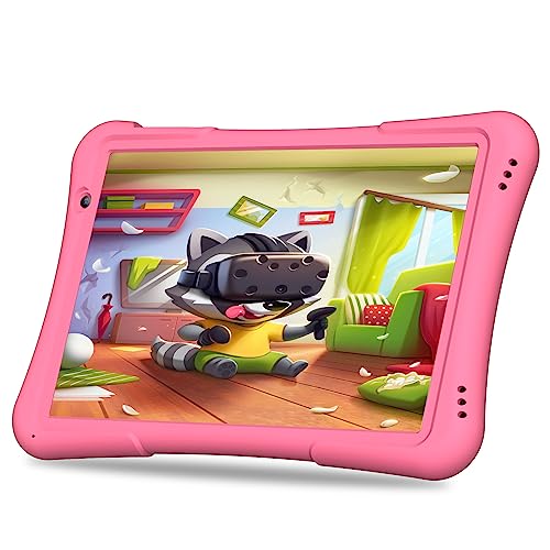 PRITOM 10 inch Kids Tablet Android 14 Tabletas 32GB, Quad-Core, 6000mAh, Large HD IPS Display, WiFi 6, Dual Camera, Bluetooth, Toddler Tablet for Kids Age 3+, Pink - Image 1
