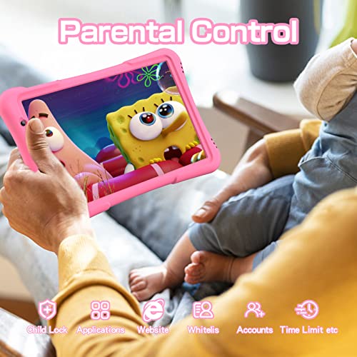 PRITOM 10 inch Kids Tablet Android 14 Tabletas 32GB, Quad-Core, 6000mAh, Large HD IPS Display, WiFi 6, Dual Camera, Bluetooth, Toddler Tablet for Kids Age 3+, Pink - Image 5