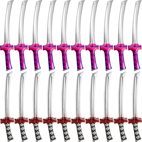Fahacop 20 Pack 30 Inch Inflatable Katana Blow up Ninja Swords Inflatable Samurai Swords for Ninja Theme Birthday Cosplay Pool Party Supplies 2 Colors - Image 1