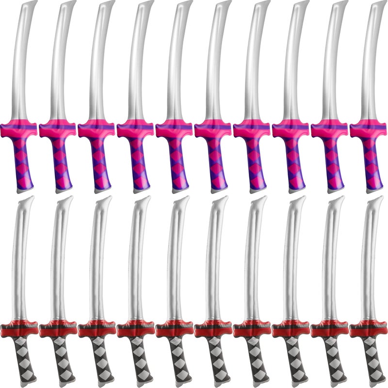 Fahacop 20 Pack 30 Inch Inflatable Katana Blow up Ninja Swords Inflatable Samurai Swords for Ninja Theme Birthday Cosplay Pool Party Supplies 2 Colors - Image 3