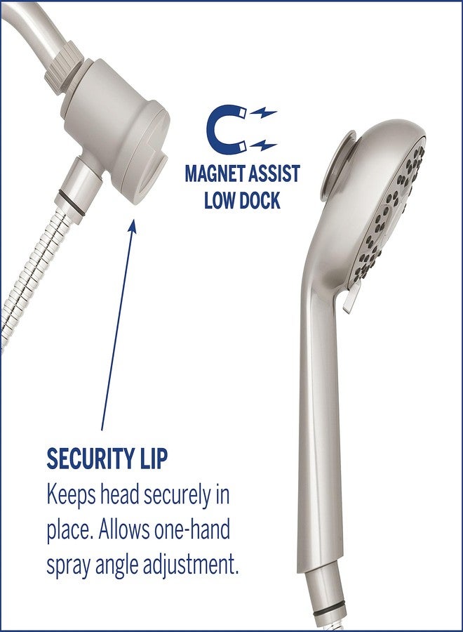 Waterpik Magnetic Dual Dock Adjustable Height Hand Held Shower Head With 5-Foot Metal Hose and PowerPulse Shower Massage, Brushed Nickel QMK-759ME - Image 3