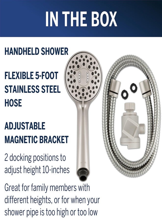 Waterpik Magnetic Dual Dock Adjustable Height Hand Held Shower Head With 5-Foot Metal Hose and PowerPulse Shower Massage, Brushed Nickel QMK-759ME - Image 4