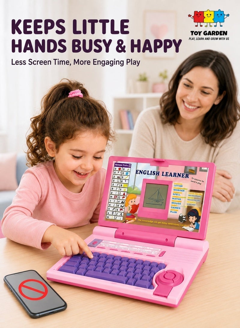TOY GARDEN Kids Learning Tablet Laptop Toy with Interactive Buttons Sound and Light – Pretend Educational Computer for Boys and Girls ABC Numbers Music Early Learning Birthday Gift - Image 2