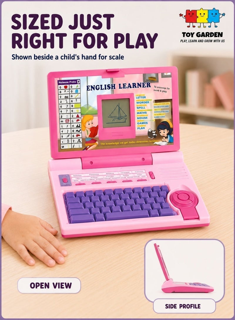 TOY GARDEN Kids Learning Tablet Laptop Toy with Interactive Buttons Sound and Light – Pretend Educational Computer for Boys and Girls ABC Numbers Music Early Learning Birthday Gift - Image 5