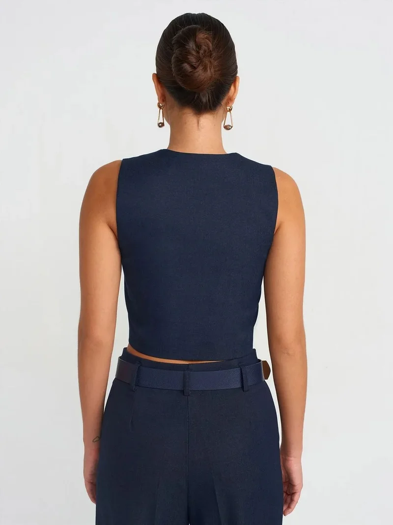 Dilvin DILVIN Women’s Fitted Cropped Waistcoat