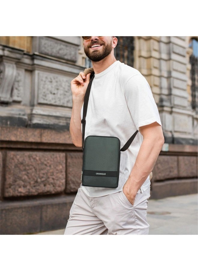 Cranique Sling Bag for Men 9 Inch Passport Bag | Crossbody Bag for Travel Office | One Side Shoulder Bag with Adjustable Shoulder Strap 6 Pockets (Grey) - Image 5