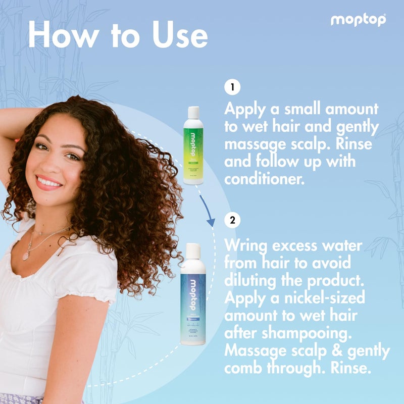 MopTop Sulfate Free Shampoo and Conditioner â€“ Curly Hair Natural Shampoo and Conditioner Helps Restore Dry Damaged Hair & Reduce Frizz, Paraben Free Natural Hair Products for All Hair Types (2pk) - Image 5