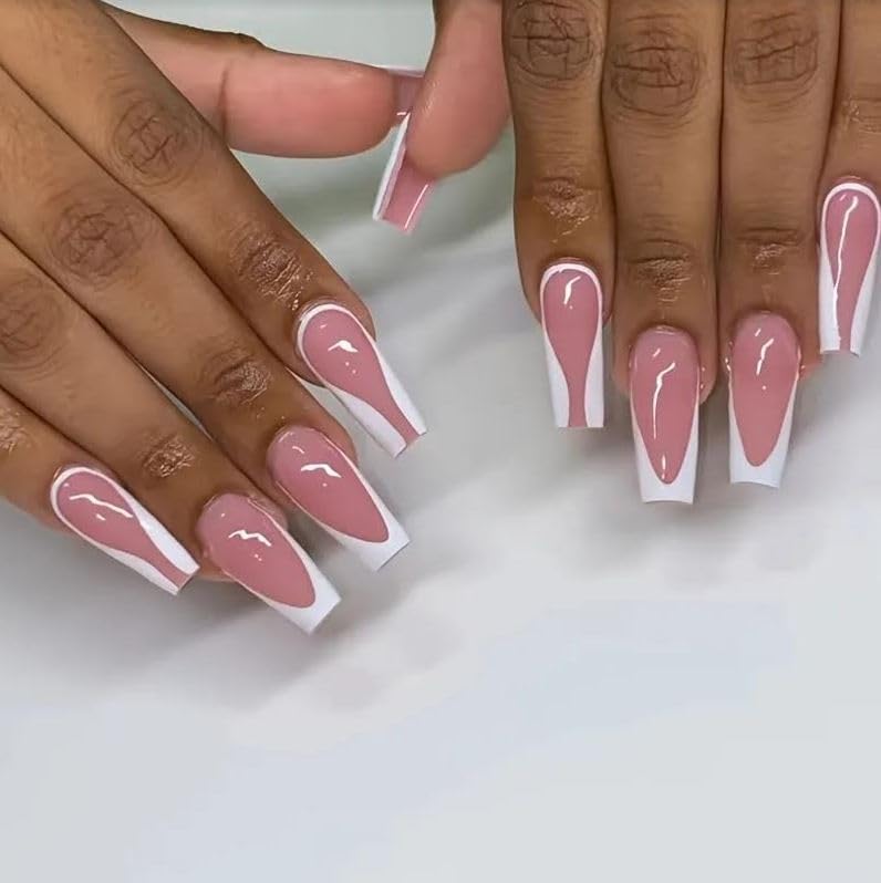 ZOONA ZOONA 24PCS Everlasting French Nails Artificial Nails Art Set Lightweight Long Lasting Easy To Use Quick Fix For Festivals Special Occasions 0W1163 - Image 1