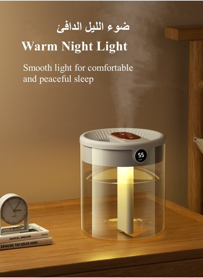 Perfin - 2L Air Humidifier with humidity display，Cool Mist Humidifier  3 adjustment modes Humidifier with Night Light Function, lasts 20hs - Image 1
