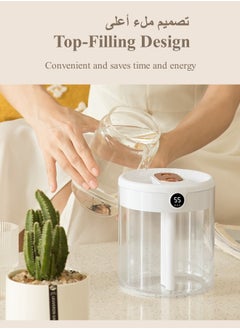 Perfin 2L Air Humidifier with humidity display，Cool Mist Humidifier  3 adjustment modes Humidifier with Night Light Function, lasts 20hs  - Image 4