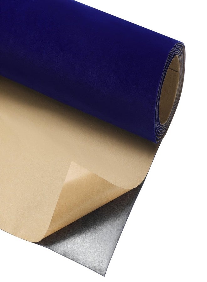 AGUZXTM 117x 17.7 Inch Self Adhesive Velvet Drawer Liner,Velvet Flock Backing Paper Liner for Jewelry Drawer DIY Velvet Fabric for Art Crafts,Jewelry Box Felt Liner,Solid Color Felt Wallpaper(Navy Blue) - Image 1