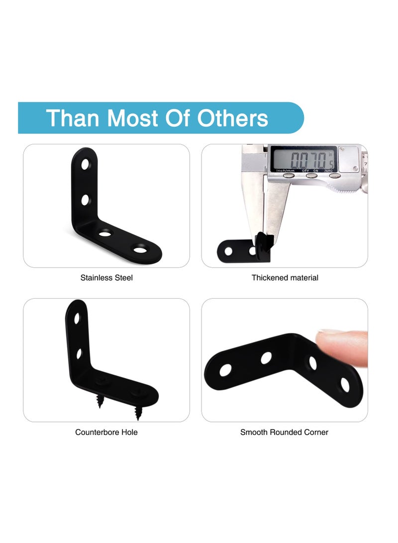 18 Pcs Stainless Steel L Bracket Set - Durable 90° Corner Braces for Wood Shelves  Furniture, Includes 72 Screws (1.57x1.57) - Image 3