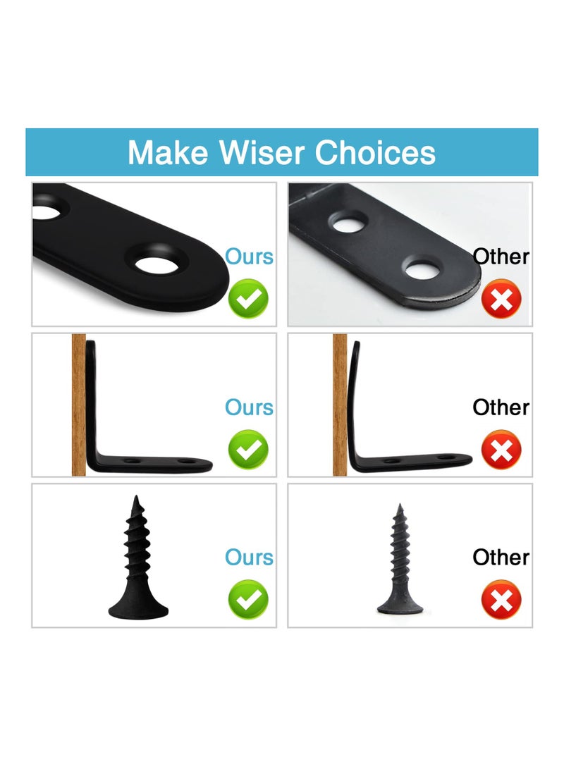 18 Pcs Stainless Steel L Bracket Set - Durable 90° Corner Braces for Wood Shelves  Furniture, Includes 72 Screws (1.57x1.57) - Image 4