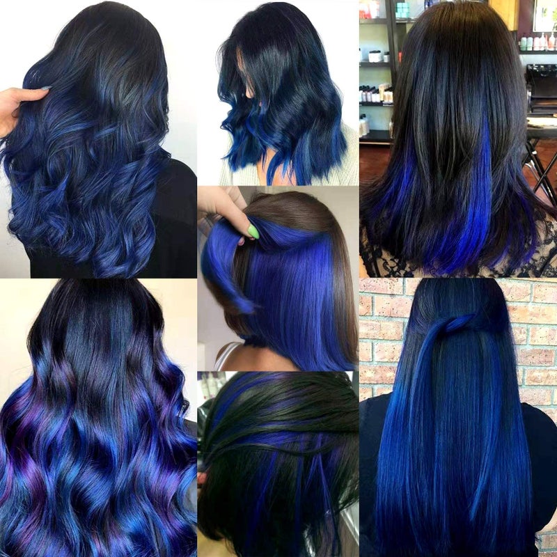 RINBOOOL Blue Hair Extensions Clip in, 22 Inch 10 Pcs Long Straight Colored, for Kids Girls Women Highlight Party, Synthetic - Image 4