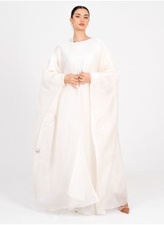 Rosette Abaya Off White Bisht  Abaya Set  - Image 1