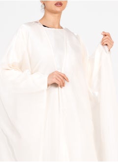 Rosette Abaya Off White Bisht  Abaya Set  - Image 3