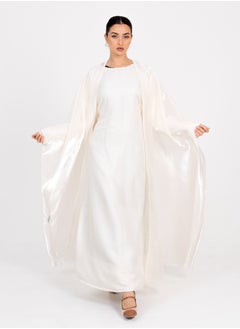 Rosette Abaya Off White Bisht  Abaya Set  - Image 4