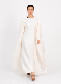 Rosette Abaya Off White Bisht  Abaya Set  - Image 5