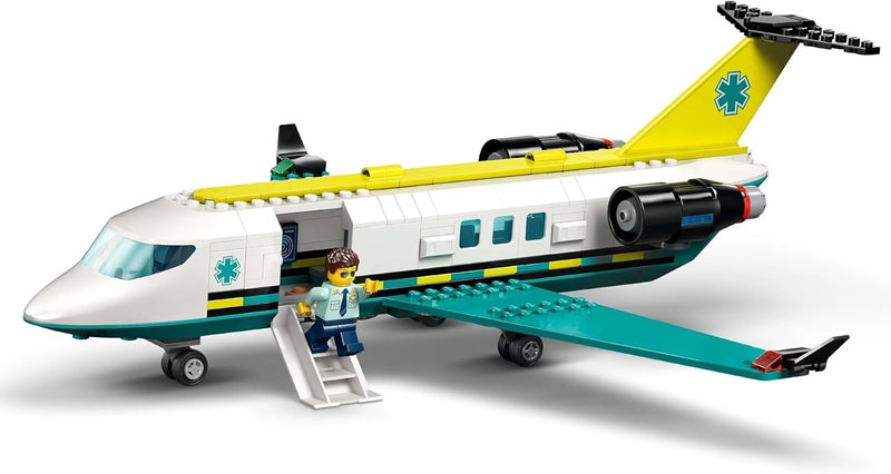 LEGO City Emergency Air Ambulance Airplane Toy - Medical Plane Model - 3 Minifigures incl. a Doctor and Pilot, plus a Snowscooter, Stretcher & Tools, Gift for 6+ Year Old Boys - 60465 - Image 5