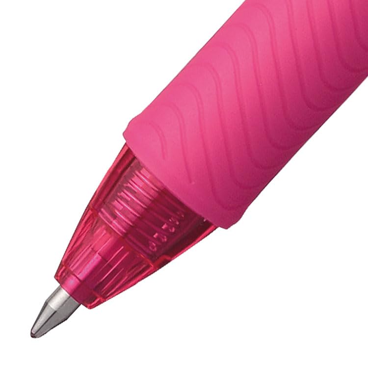 Pentel قلم جيل سائل قابل للسحب من بنتل EnerGel-X (0.7 مم) طرف معدني، حبر وردي، علبة من 12 (BL107-P) - Image 3