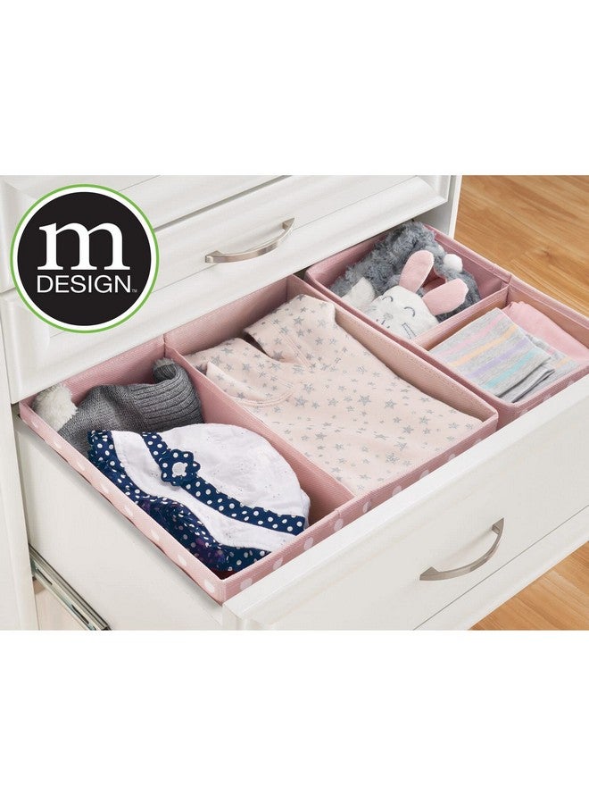 mDesign Fabric Drawer Organizer Bins, Kids/Baby Nursery Dresser, Closet, Shelf, Playroom Organization, Hold Clothes, Toys, Diapers, Bibs, Blankets, Set of 2, 4 Pack, Pink/White Polka Dot - Image 3
