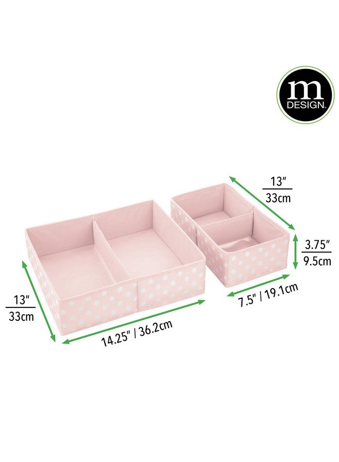 mDesign Fabric Drawer Organizer Bins, Kids/Baby Nursery Dresser, Closet, Shelf, Playroom Organization, Hold Clothes, Toys, Diapers, Bibs, Blankets, Set of 2, 4 Pack, Pink/White Polka Dot - Image 4