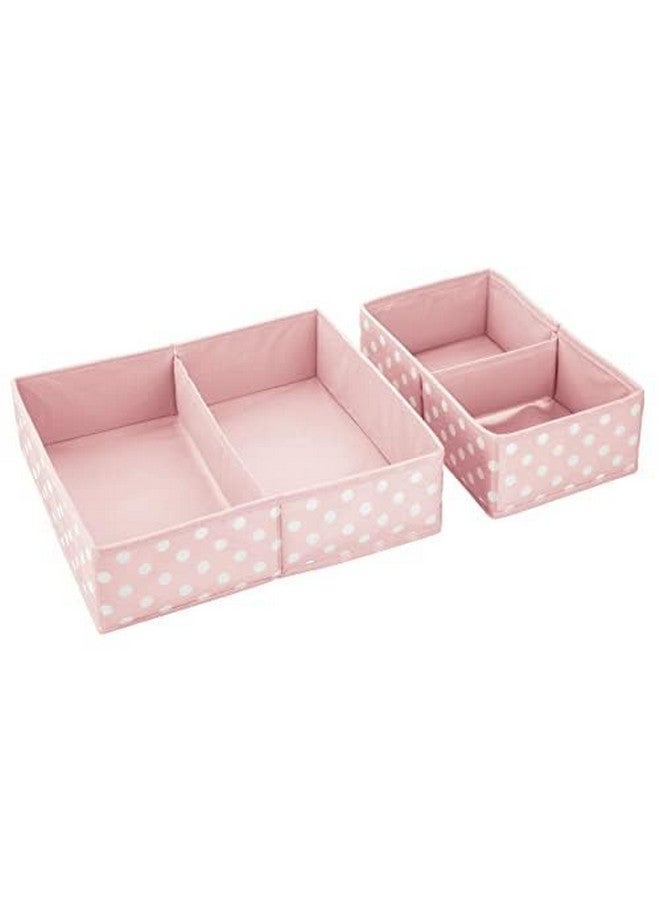 mDesign Fabric Drawer Organizer Bins, Kids/Baby Nursery Dresser, Closet, Shelf, Playroom Organization, Hold Clothes, Toys, Diapers, Bibs, Blankets, Set of 2, 4 Pack, Pink/White Polka Dot - Image 1