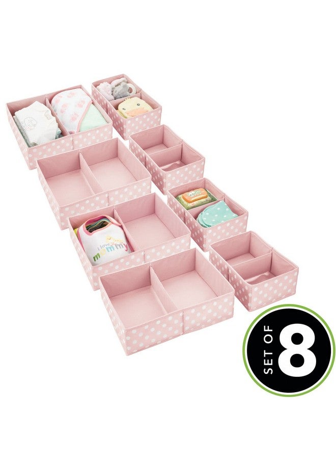 mDesign Fabric Drawer Organizer Bins, Kids/Baby Nursery Dresser, Closet, Shelf, Playroom Organization, Hold Clothes, Toys, Diapers, Bibs, Blankets, Set of 2, 4 Pack, Pink/White Polka Dot - Image 2