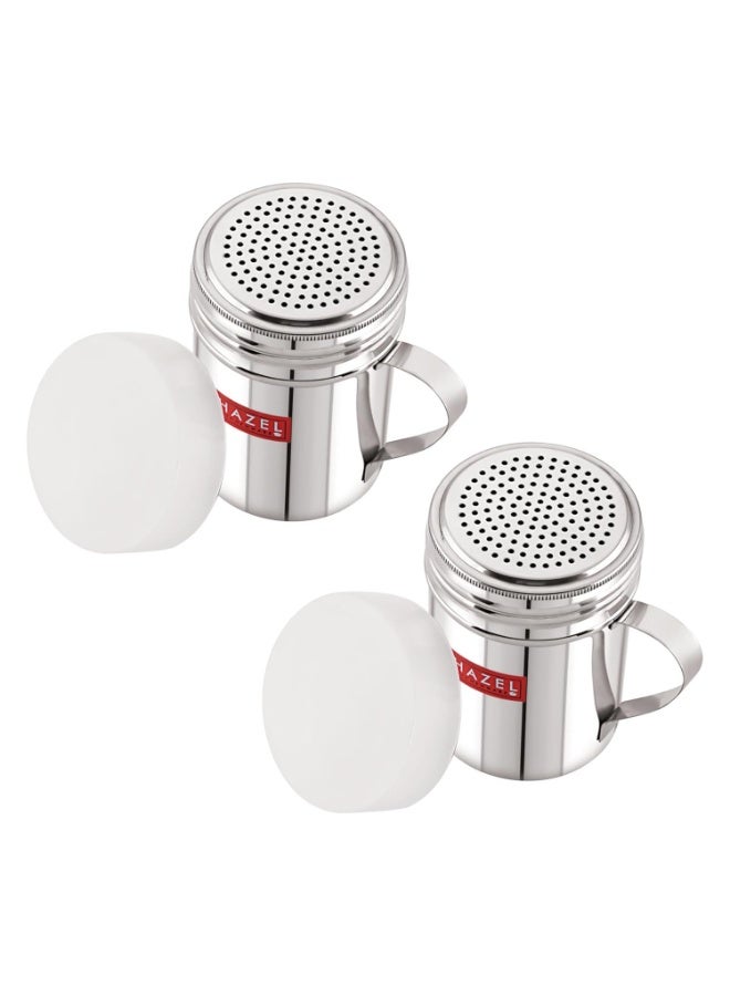 HAZEL Stainless Steel Powder Shaker with Handle and Plastic Lid Cap|Dredger with Handle (Silver, Masala Sprinkler with Handle, 2) - Image 1