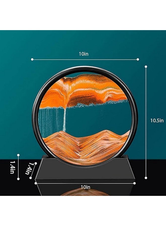 COVACURE Moving Sand Art Showpiece Picture Glass Liquid Painting, Sand Art Kits Moving Sand Art Liquid Motion, 3D Natural Landscape Showpieces For Home Decor Antique Gifts For Kids Office Desktop (7 Inch-Orange) - Image 2