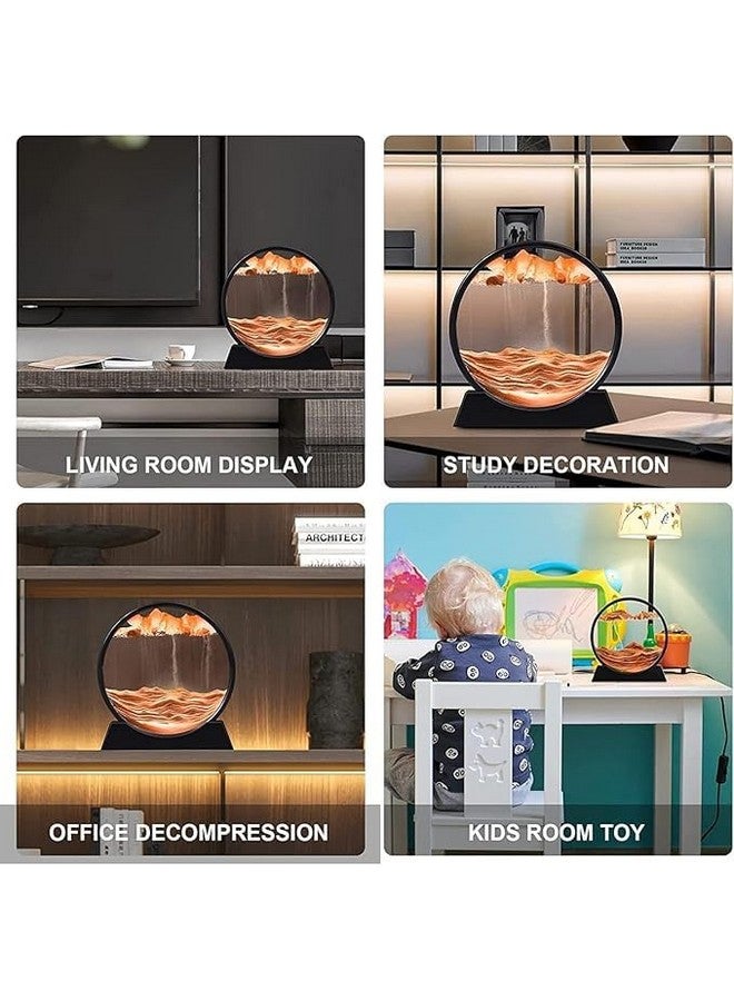 COVACURE Moving Sand Art Showpiece Picture Glass Liquid Painting, Sand Art Kits Moving Sand Art Liquid Motion, 3D Natural Landscape Showpieces For Home Decor Antique Gifts For Kids Office Desktop (7 Inch-Orange) - Image 4