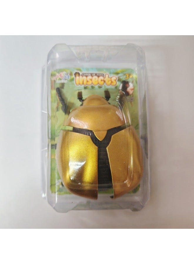 Creative Coil Chain Simulation Fighting Beetle Bees Ladybug Scarab Mono Fairy Insect Model Educational Toys-Color:Golden Scarab (37g)  - Image 1