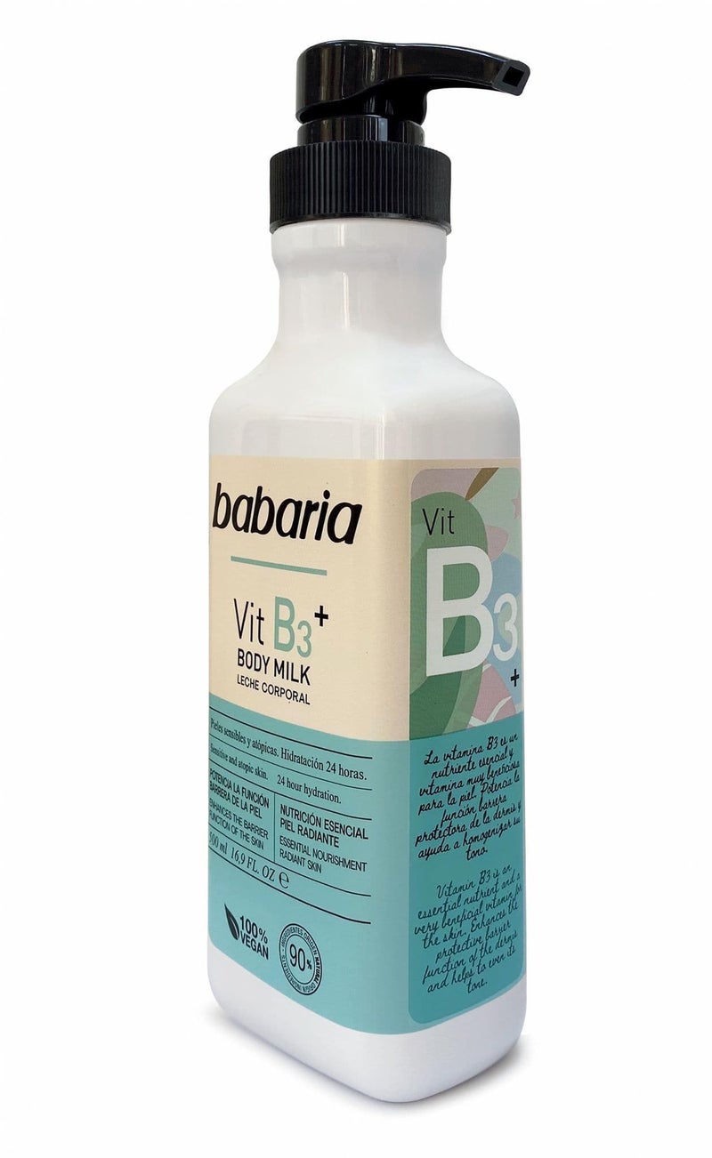 Babaria Vitamin B3 Body Milk - Nourishing Body Lotion for Women and Men - Enhances Skin Barrier - Moisturizing Body Cream for Sensitive Skin - 16.9 oz - Image 2