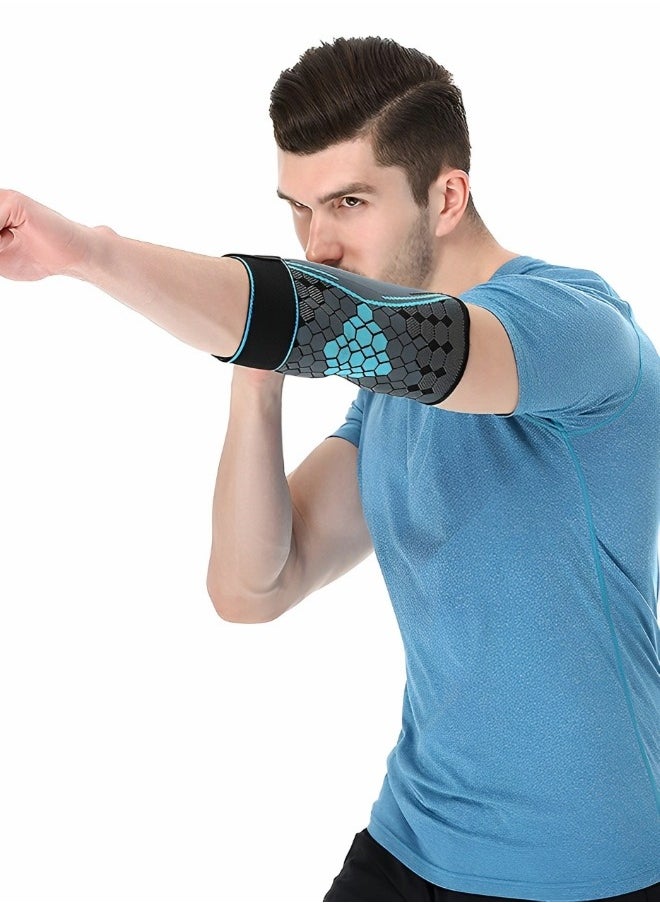 GROIC - 1 Pair Elbow Brace with Strap, Elbow Compression Sleeve, With Adjustable Strap for Weightlifting, Arthritis, Workouts, Reduce Joint Pain During Fitness Activity (Large) - Image 1