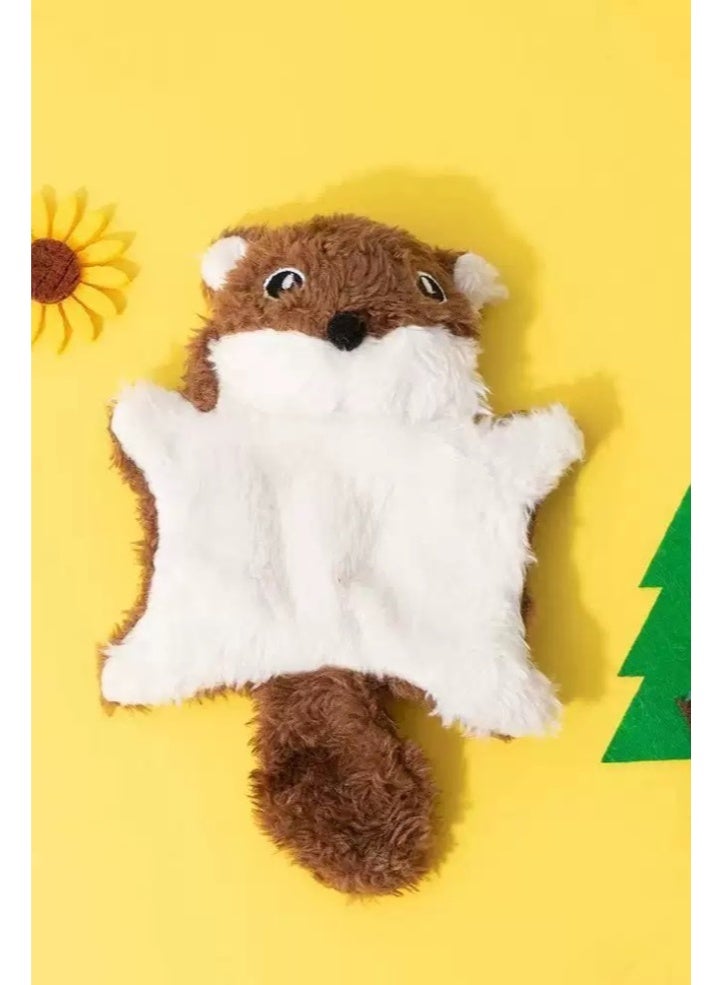 Interactive Cat Toy - Flying Squirrel Shape Squeaky Chew Doll for Cat,Bite-Resistant Interactive Pet Chewing Toys for Medium Large Kitten Playing（brown）