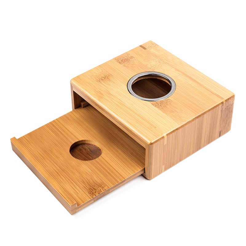 Compact Bamboo Tea Pot Heating Warmer Base Household Tea Pot Warmer Stove Dish Warmer Candle Heating Stove with Drawer Design - Image 1