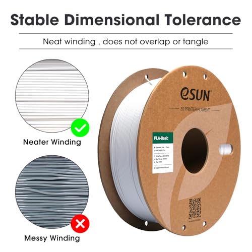 eSUN PLA Basic Filament 175mm 3D Printer Filament High Speed PLA for Fast Printing 1KG Spool 22 LBS 3D Printing Filament for High Speed 3D Printers Cold White - Image 3