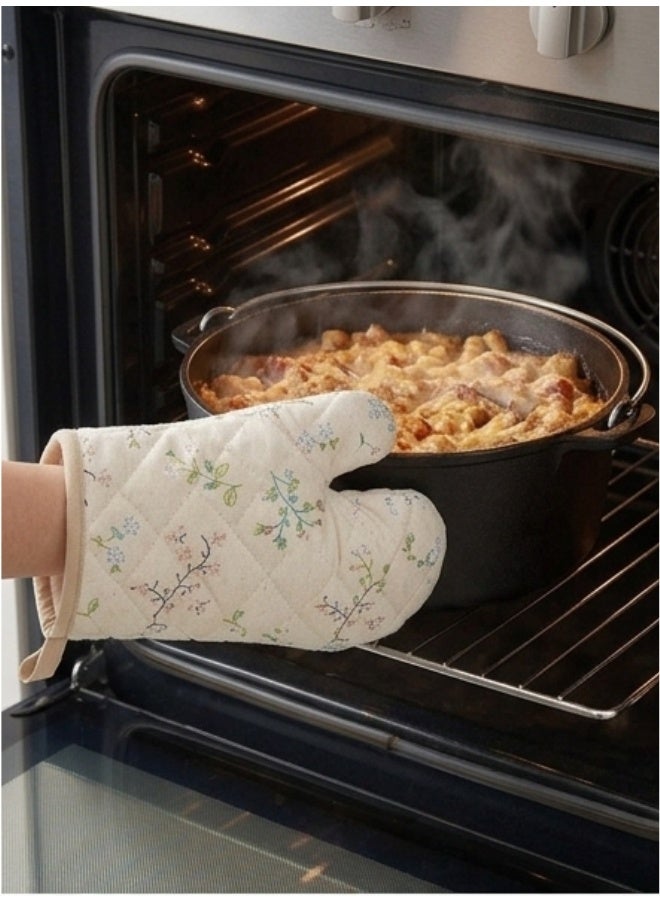 Happy Home Premium Heat Resistant Oven Mitt Gloves Up to 200°C / 392°F – Thick Quilted Cotton & Polyester Lining, Non-Slip Diagonal Grip Design for Maximum Safety, Comfortable & Breathable Kitchen Oven Glove for Cooking, Baking, BBQ, Grill, Microwave Use, Easy to Clean, Machine Washable with Hanging Loop for Convenient Storage (1 Pc, 26 x 14 cm Durable Heat Protection Mitt) - Image 3