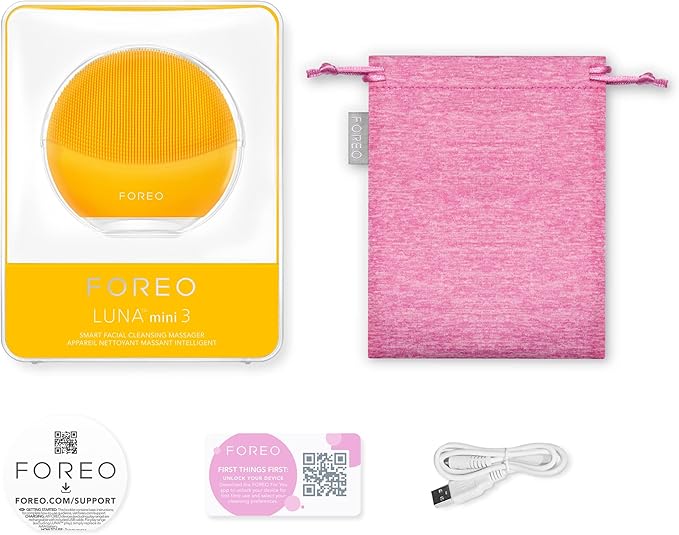 Foreo Luna Mini 3 Facial Cleansing Brush Travel Accessories Face Massager Electric UltraHygienic Silicone Simple Face Wash Electric Face Cleanser AppConnected Fuchsia