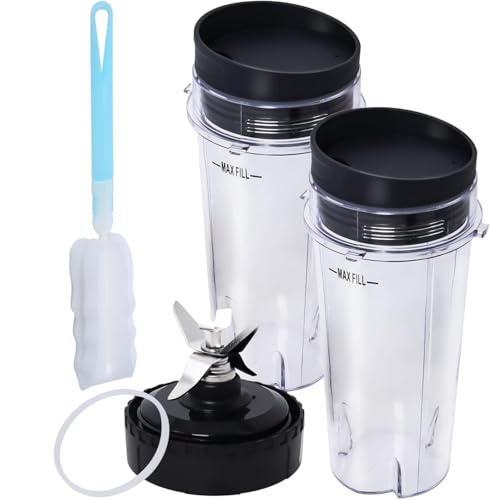 Wadoy Replacement Parts Compatible with Nutri Ninja, Blender Blade 6 Fins and 2 Pcs 16oz Single Serve Blender Cup Set Compatible with Ninja BL660 BL740 BL770 BL780 BL771 BL772 BL773CO - Image 1